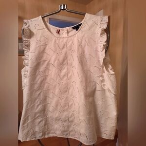 Tommy Hilfiger ruffle sleeve cotton blouse